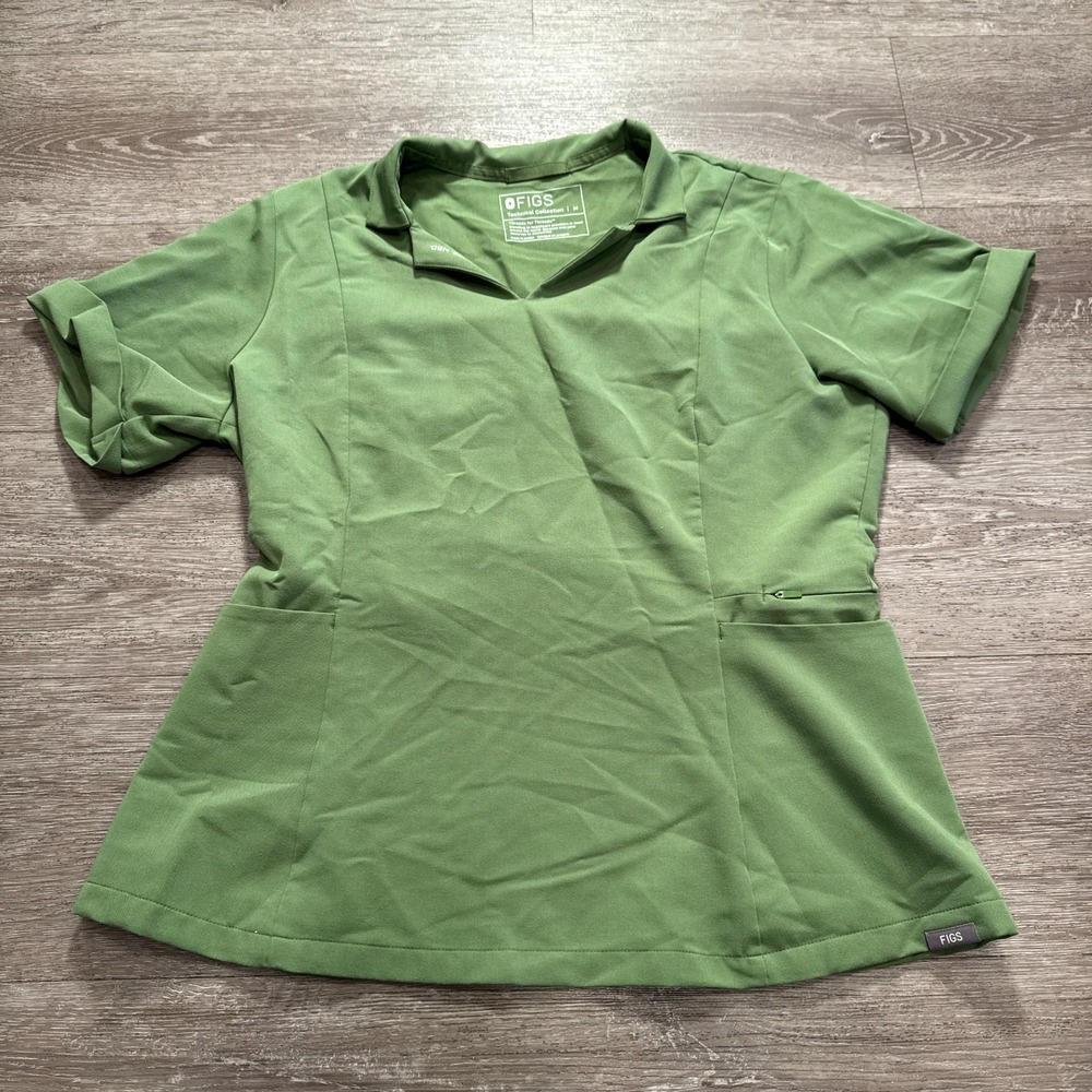 Figs Shirt Womens Medium Green Bristol Henley Top Medical Collection Stretch